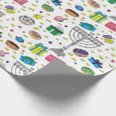 Wit Chanoeka Patroon Cadeaupapier (Hoek)