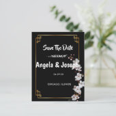 wit Cherry Blossoms & golden Lijst Save the Date Aankondigingskaart (Staand voorkant)
