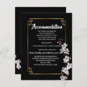 wit Cherry Blossoms & gouden Lijst Accommodatie Aankondigingskaart (Voorkant / Achterkant)