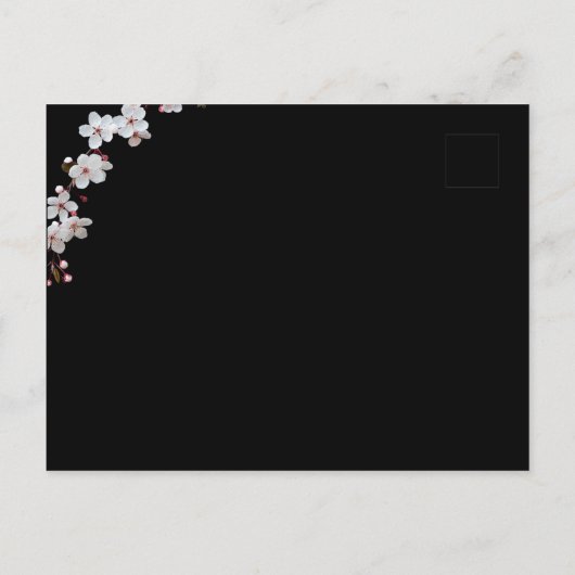 wit Cherry Blossoms & gouden Lijst Accommodatie Aankondigingskaart (Achterkant)