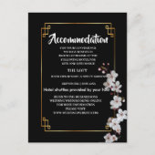 wit Cherry Blossoms & gouden Lijst Accommodatie Aankondigingskaart (Voorkant)