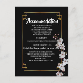 wit Cherry Blossoms & gouden Lijst Accommodatie Aankondigingskaart