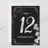 wit Cherry Blossoms & gouden Lijst tafelnummer (Voorkant)