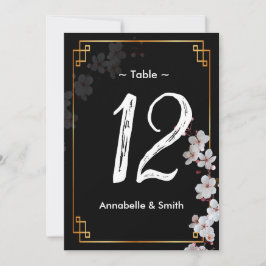 wit Cherry Blossoms & gouden Lijst tafelnummer