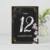 wit Cherry Blossoms & gouden Lijst tafelnummer (Staand voorkant)