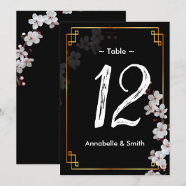 wit Cherry Blossoms & gouden Lijst tafelnummer