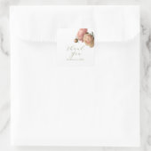 Wit | Chic Blush Script Roos Bruiloft Vierkante Sticker (Tas)