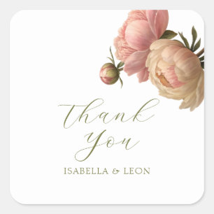 Wit   Chic Blush Script Roos Bruiloft Vierkante Sticker