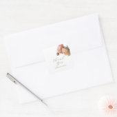 Wit | Chic Blush Script Roos Bruiloft Vierkante Sticker (Envelop)