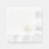 Wit | Chic Faux Gold Monogram Huwelijk Servet (Voorkant)