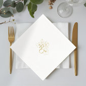 Wit | Chic Faux Gold Monogram Huwelijk Servet