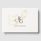 Wit | Chic Floral Monogram Trouwen Gastenboek (Voorkant)
