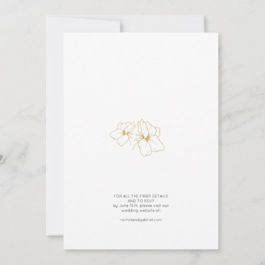 Wit | Chic Floral Monogram Trouwen Save The Date (Achterkant)