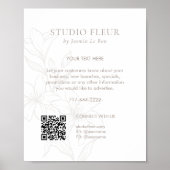 Wit | Chic Floral Text Promotionele QR Poster (Voorkant)