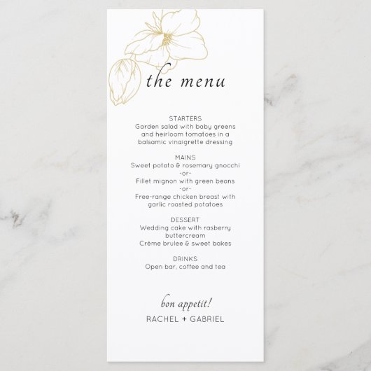Wit | Chic Floral Wedding Flat Menu (Voorkant)