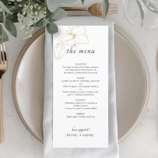 Wit | Chic Floral Wedding Flat Menu