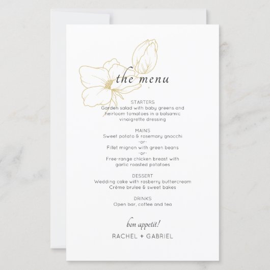 Wit | Chic Floral Wedding Flat Menu (Voorkant)