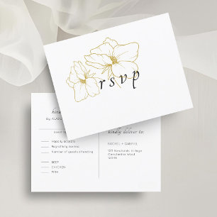 Wit   Chic Floral Wedding RSVP Briefkaart