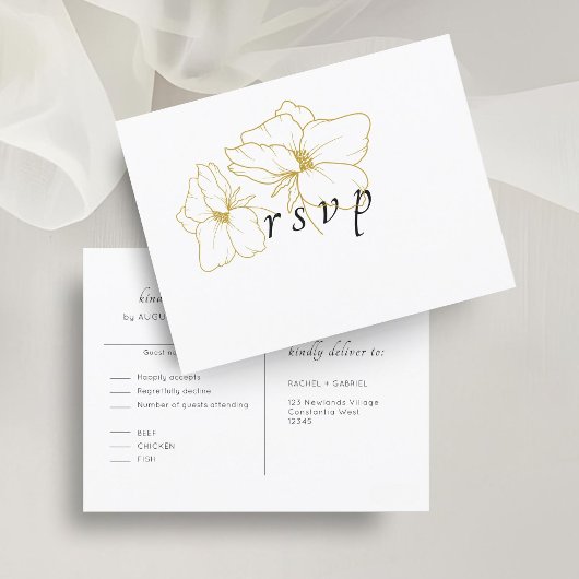 Wit | Chic Floral Wedding RSVP Briefkaart
