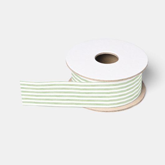 Wit Chic Groene Strepen Grosgrain Lint (Spoel)