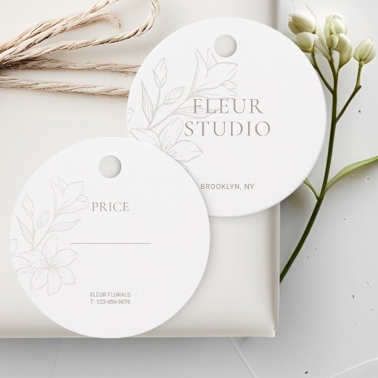Wit | Chic Minimal Floral Prijs Labels