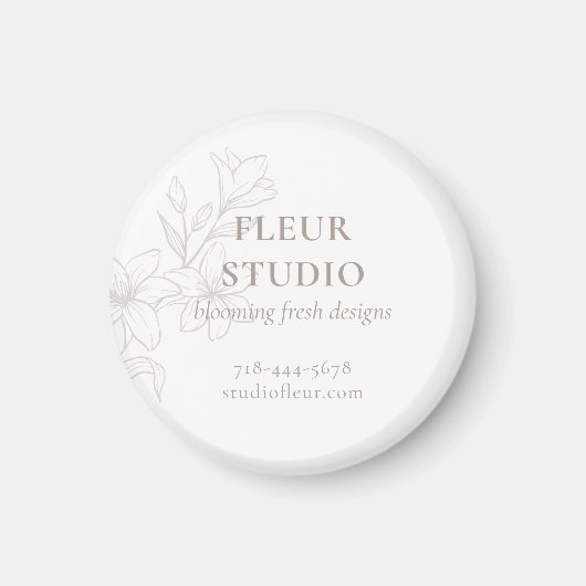 Wit | Chic Minimalist Floral Magneet (Voorkant)