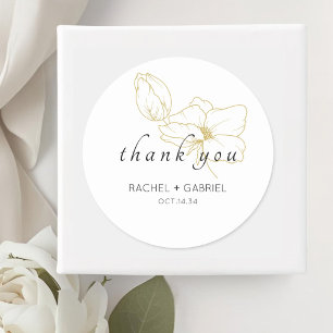 Wit Chic Modern Bloemen Huwelijk Ronde Sticker