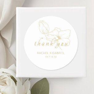 Wit Chic Modern Bloemen Huwelijk Ronde Sticker