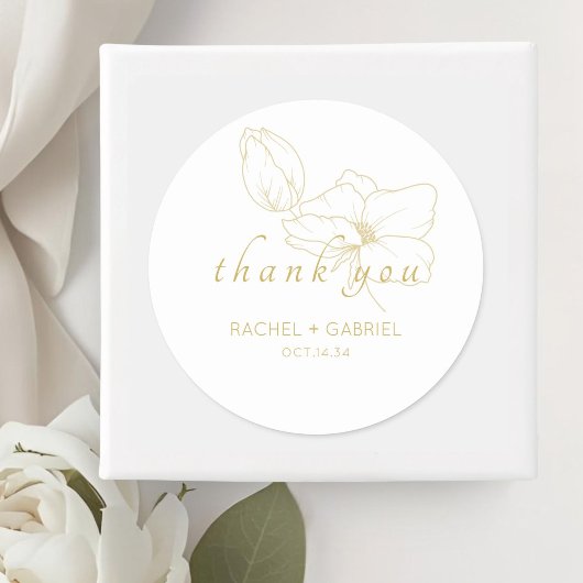 Wit | Chic Modern Bloemen Huwelijk Ronde Sticker