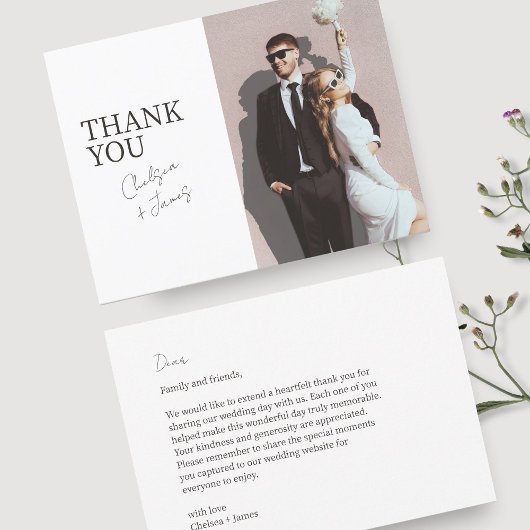 Wit | Chic Modern Flat Wedding Bedankt Card