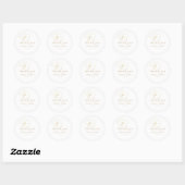 Wit | Chic Nepgoud Moderne Bloem Bruiloft Ronde Sticker (Vel)