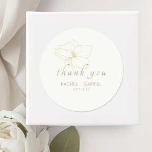 Wit Chic Nepgoud Moderne Bloem Bruiloft Ronde Sticker