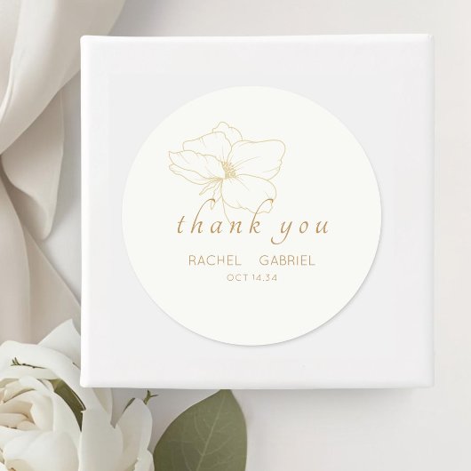 Wit | Chic Nepgoud Moderne Bloem Bruiloft Ronde Sticker