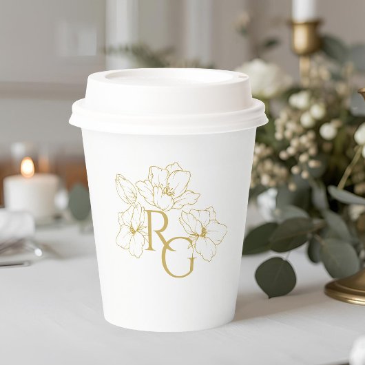 Wit | Chic Nepgoud Monogram Trouw Papieren Bekers
