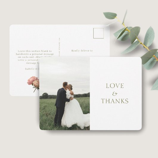 Wit | Chic Roos Dank u Foto Briefkaart