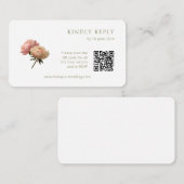 Wit | Chic Roze Huwelijk RSVP QR Code Informatiekaartje (Voorkant / Achterkant)