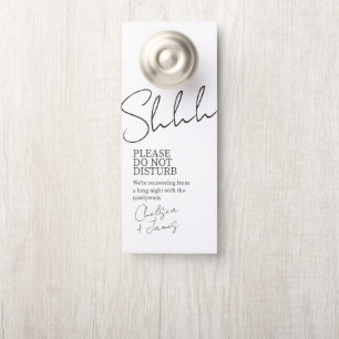 Wit Chic Script minimalistische bruiloft Deurhanger