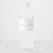 Wit | Chic Streep Bloemige Trouw Waterfles Etiket (Voorkant)