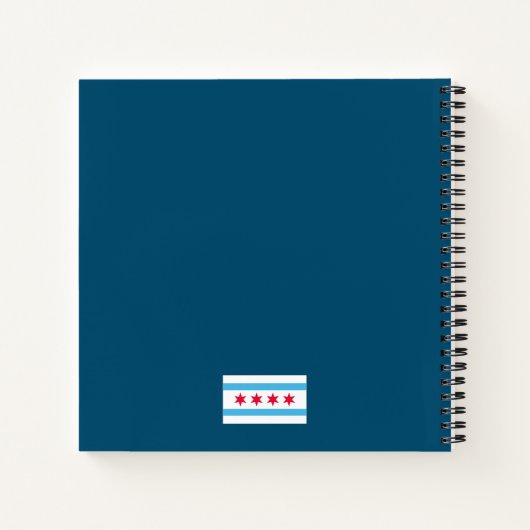 Wit Chicago "L" profiel op blauwe achtergrond Notitieboek (Achterkant)
