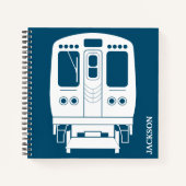 Wit Chicago "L" profiel op blauwe achtergrond Notitieboek (Voorkant)