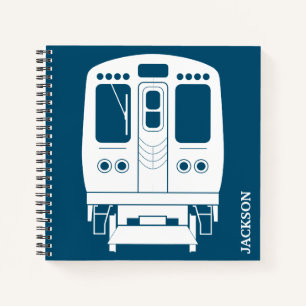 Wit Chicago "L" profiel op blauwe achtergrond Notitieboek