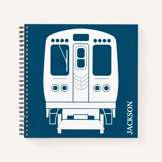 Wit Chicago "L" profiel op blauwe achtergrond Notitieboek (Voorkant)