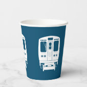 Wit Chicago "L" profiel op blauwe achtergrond Papieren Bekers (Achterkant)