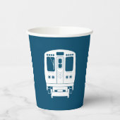 Wit Chicago "L" profiel op blauwe achtergrond Papieren Bekers (Links)