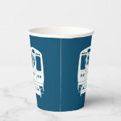 Wit Chicago "L" profiel op blauwe achtergrond Papieren Bekers (Rechts)