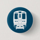Wit Chicago "L" profiel op blauwe achtergrond Ronde Button 3,2 Cm (Voorkant)