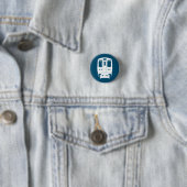 Wit Chicago "L" profiel op blauwe achtergrond Ronde Button 3,2 Cm (In situ)