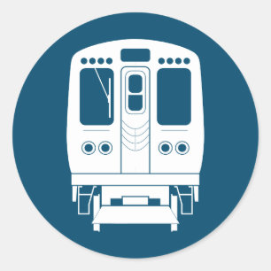 Wit Chicago "L" profiel op blauwe achtergrond Ronde Sticker