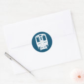 Wit Chicago "L" profiel op blauwe achtergrond Ronde Sticker (Envelop)