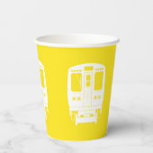 Wit Chicago "L" profiel op gele achtergrond Papieren Bekers (Achterkant)